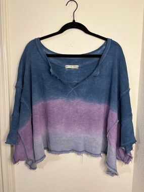 We The Free Free People After Midnight washed ombre Cropped Tee Oversized Boxy